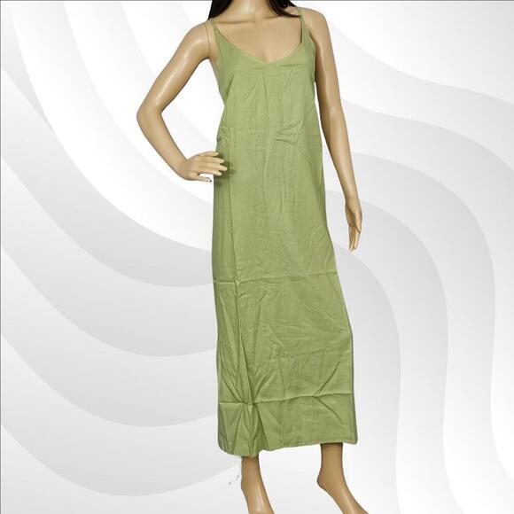 2/$50 Andie The Barreta Slip Dress Linen Ivy Size L | Minimal & Elegant Style - Picture 3 of 7